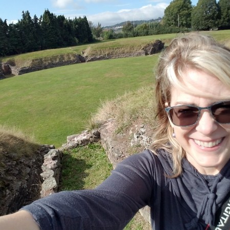 Caro at Caerleon Amphitheatre in Wales