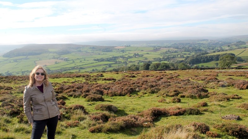 Caro in the North York Moors on a sunny day