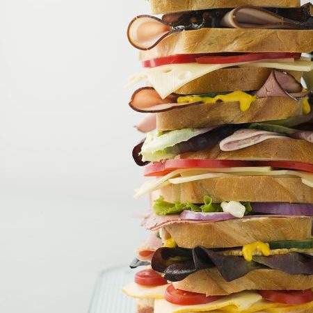 Towering Dagwood sandwich